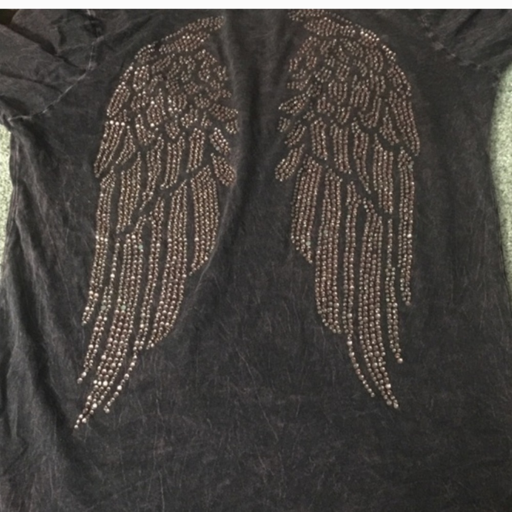 Small Purple Sinful Shirt Rhinestone Angel Wings
